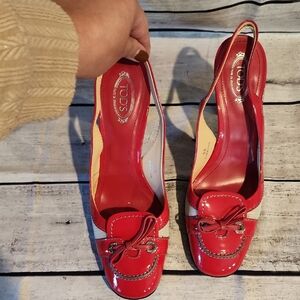 Tod's Red and Cream Heels for Women